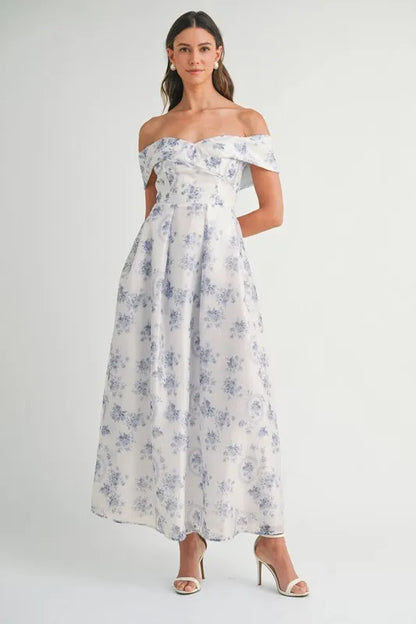 She Wears Glory Floral Printed Off Shoulder Maxi Dress - She Wears Glory Beverly Hills