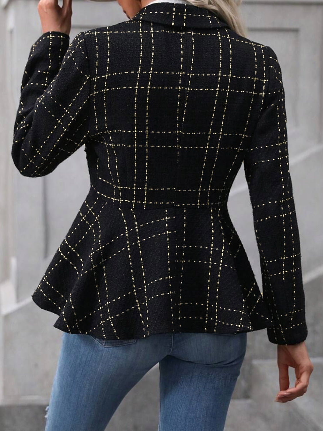 She Wears Glory “Crowned with Clarity” Ruffle Hem Collared Blazer - She Wears Glory Beverly Hills