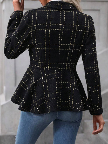 She Wears Glory “Crowned with Clarity” Ruffle Hem Collared Blazer - She Wears Glory Beverly Hills