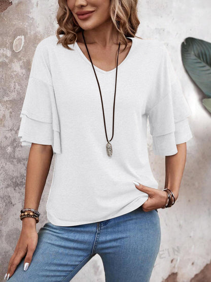She Wears Glory™ — Chosen in Stillness V-Neck Blouse - She Wears Glory Beverly Hills