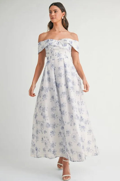 She Wears Glory Floral Printed Off Shoulder Maxi Dress - She Wears Glory Beverly Hills