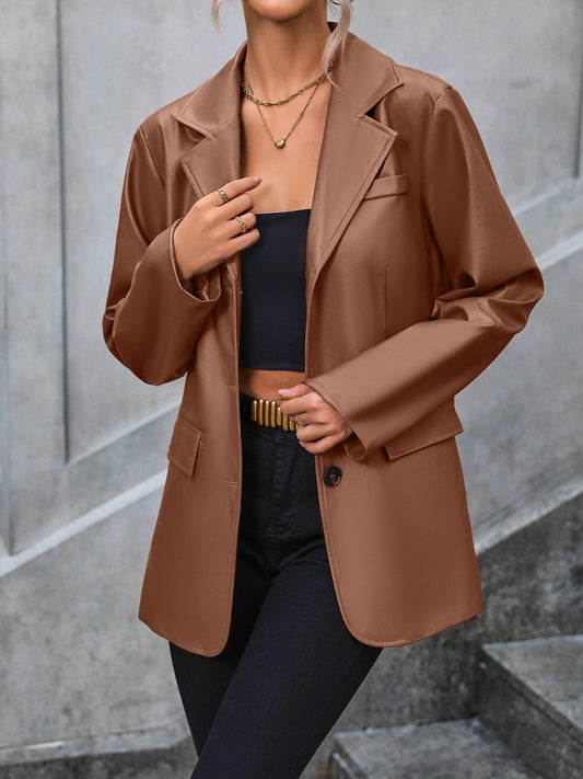 She Wears Glory “Covered in Calling” Collared Pocketed Button-Up Blazer - She Wears Glory Beverly Hills