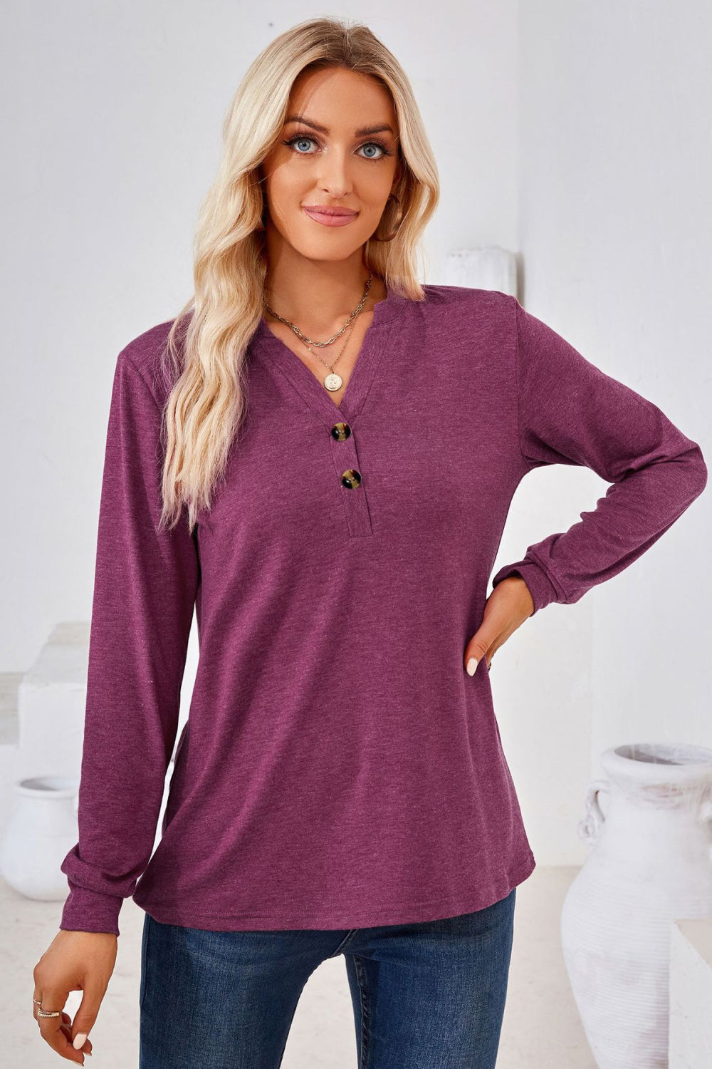 She Wears Glory™ — Called to Grace Buttoned Blouse - She Wears Glory Beverly Hills