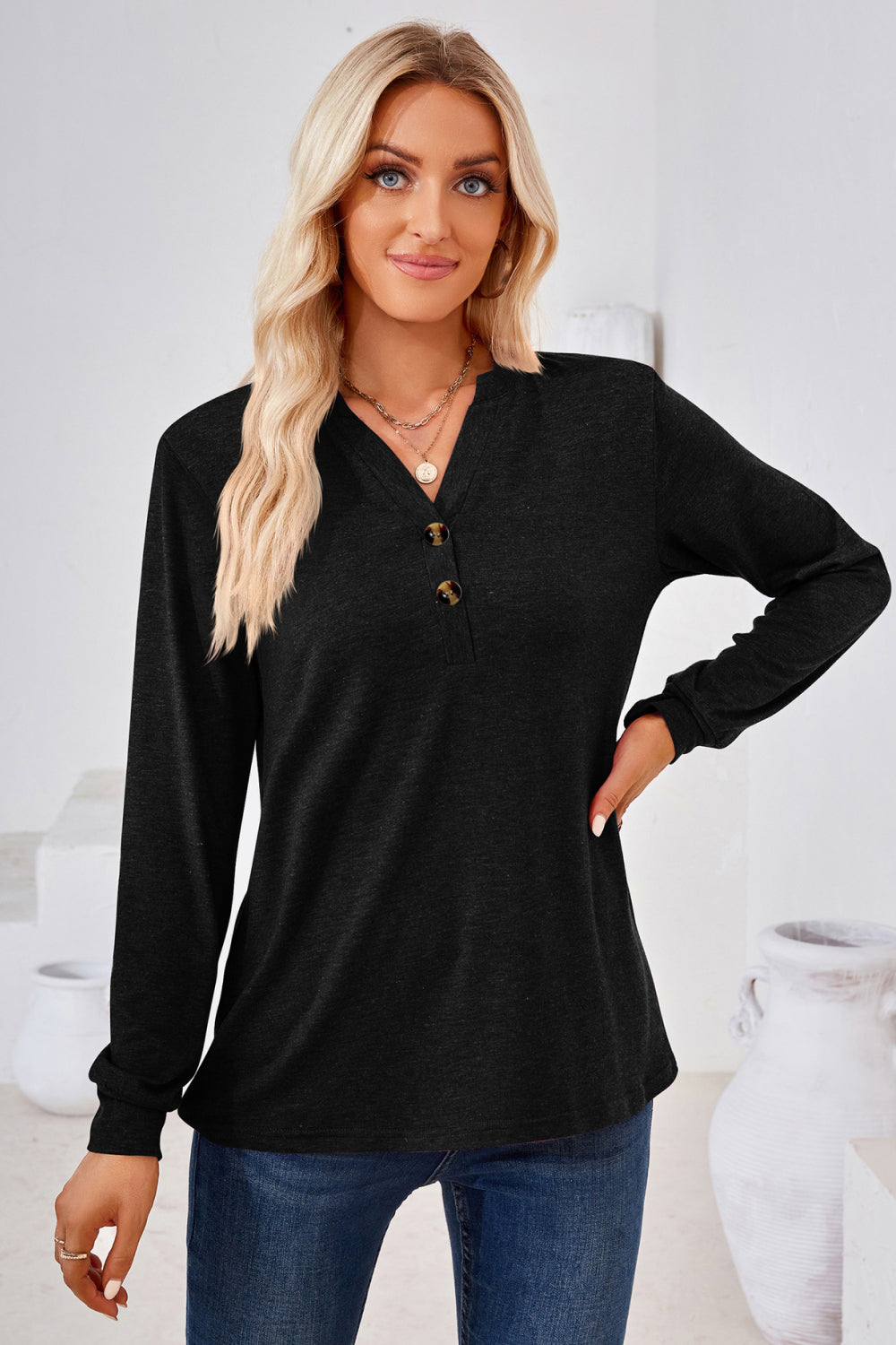 She Wears Glory™ — Called to Grace Buttoned Blouse - She Wears Glory Beverly Hills