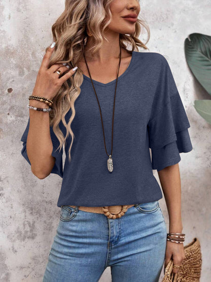 She Wears Glory™ — Chosen in Stillness V-Neck Blouse - She Wears Glory Beverly Hills