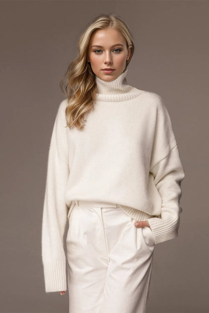 She Wears Glory™ Turtleneck Dropped Shoulder Long Sleeve Sweater - She Wears Glory Beverly Hills