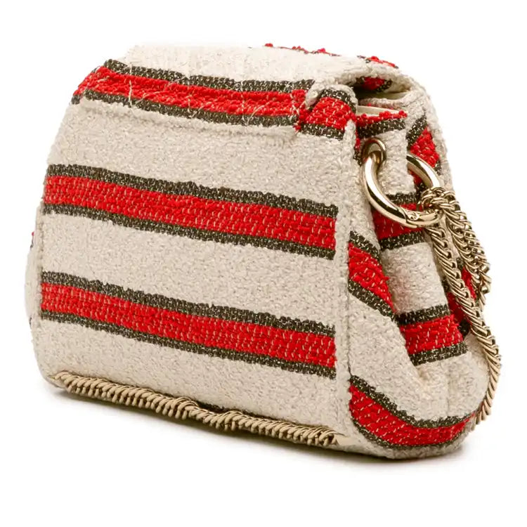 Chanel CC Quilted Tweed Striped Single Flap
