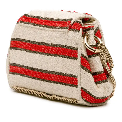 Chanel CC Quilted Tweed Striped Single Flap