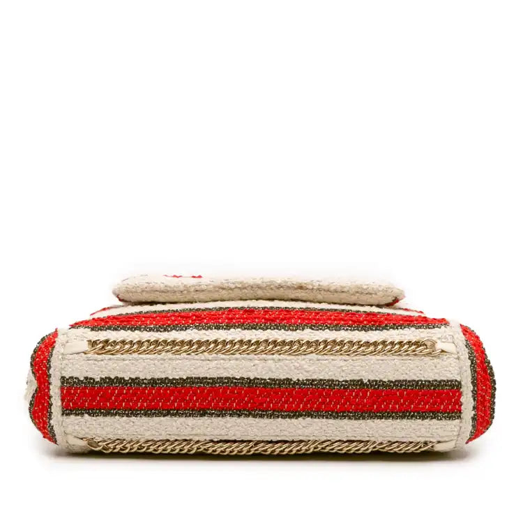 Chanel CC Quilted Tweed Striped Single Flap