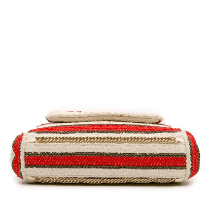 Chanel CC Quilted Tweed Striped Single Flap