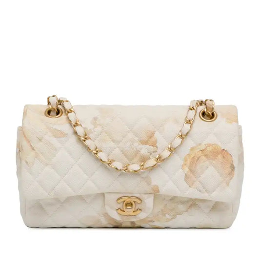 Chanel Medium Classic Printed Denim Floral Double Flap