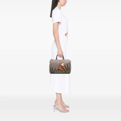 Gucci Medium GG Supreme Joy Unicef Snowman in Africa Boston Bag