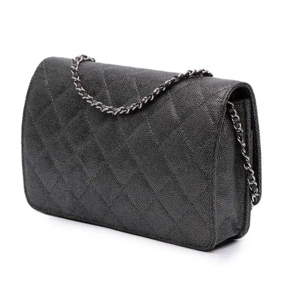 Chanel Quilted Metallic Caviar Golden Class Wallet On Chain