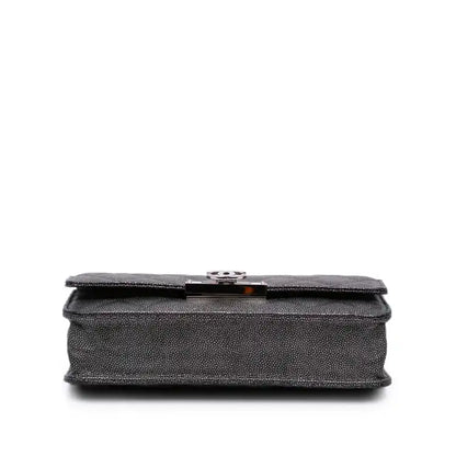 Chanel Quilted Metallic Caviar Golden Class Wallet On Chain