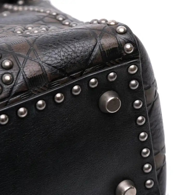 Dior Medium Calfskin Cannage Embossed Flower Studded Supple Lady
