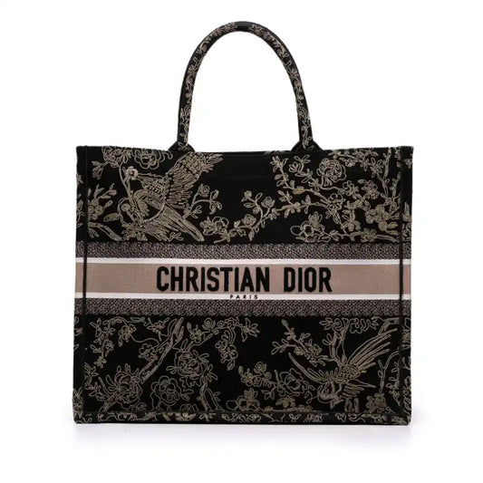 Dior Large Canvas Embroidered Jardin d'Hiver Book Tote