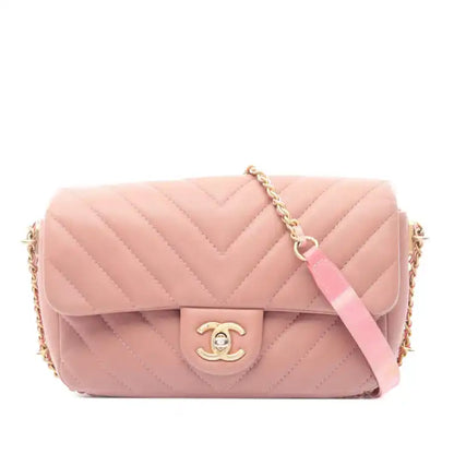 Chanel Mini Rectangular Chevron Lambskin Chain Around Flap