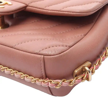 Chanel Mini Rectangular Chevron Lambskin Chain Around Flap