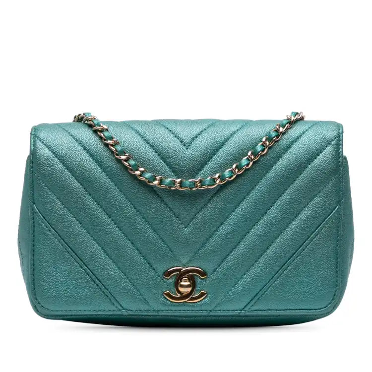 Chanel Small Chevron Caviar Statement Flap