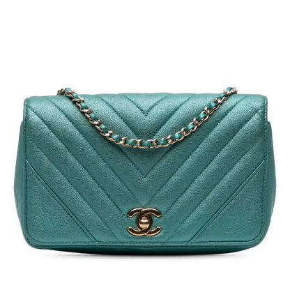 Chanel Small Chevron Caviar Statement Flap