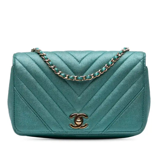 Chanel Small Chevron Caviar Statement Flap