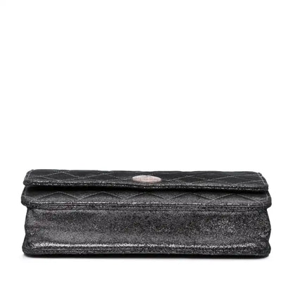 Chanel Quilted Iridescent Lambskin Tartan Button Wallet On Chain