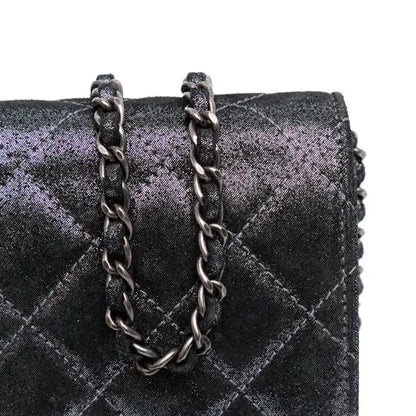Chanel Quilted Iridescent Lambskin Tartan Button Wallet On Chain