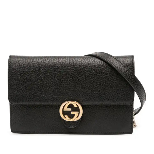 Gucci Leather Interlocking G Dollar Wallet on Chain