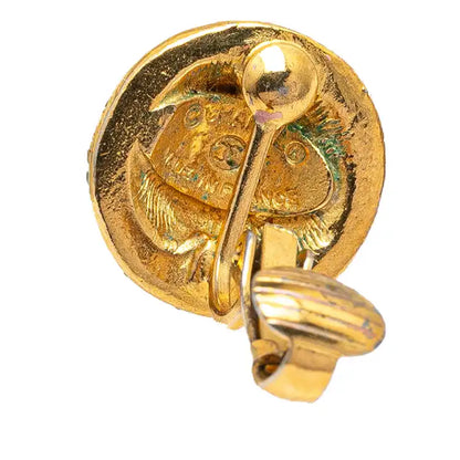 Chanel Gold Plated and Rhinestones Round Clip On Earrings