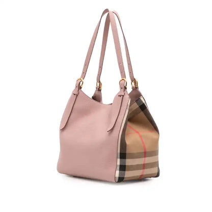 Burberry Small Leather and House Check Canvas Canterbury Tote