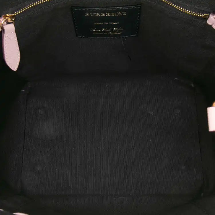 Burberry Small Leather and House Check Canvas Canterbury Tote