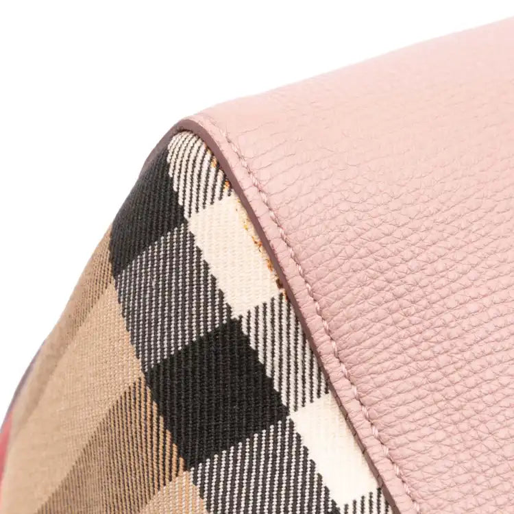 Burberry Small Leather and House Check Canvas Canterbury Tote