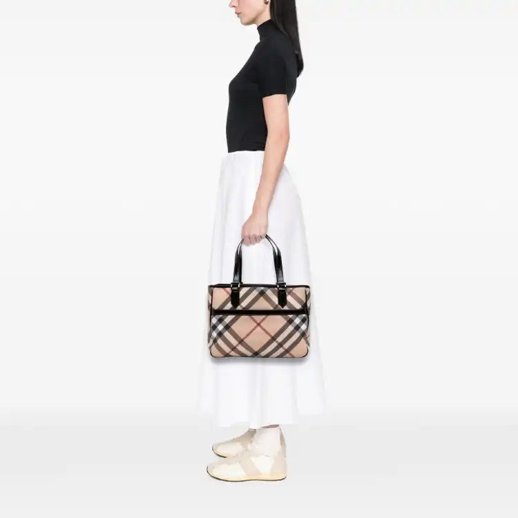 Burberry Supernova Check Coated Canvas Tote