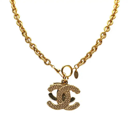 Chanel Gold Plated Double CC Pendant Necklace