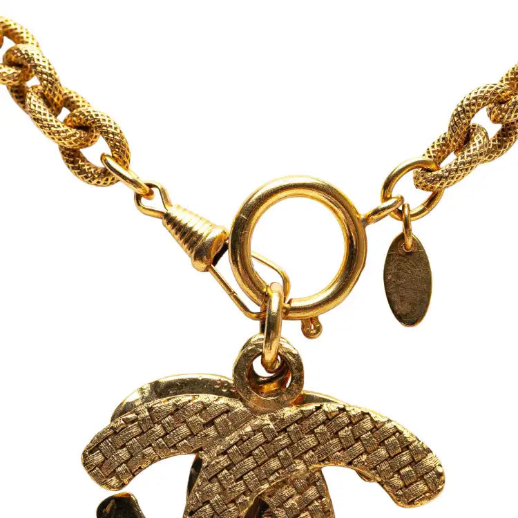 Chanel Gold Plated Double CC Pendant Necklace