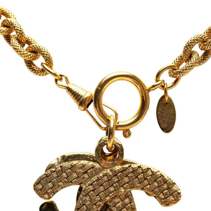 Chanel Gold Plated Double CC Pendant Necklace