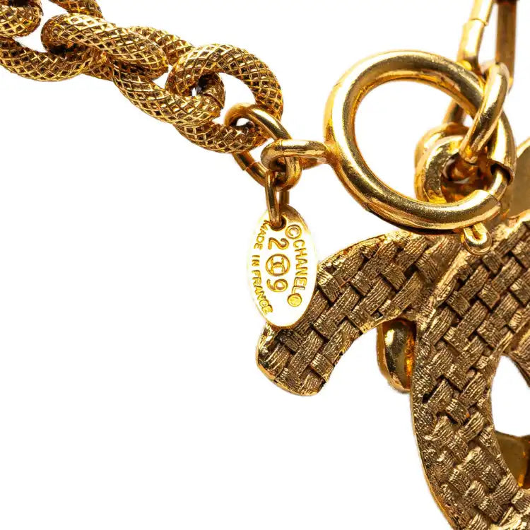Chanel Gold Plated Double CC Pendant Necklace