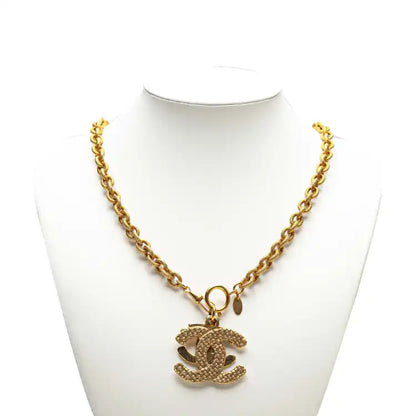 Chanel Gold Plated Double CC Pendant Necklace