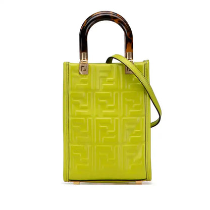 Fendi Mini Zucca Embossed Leather Sunshine Shopper Tote