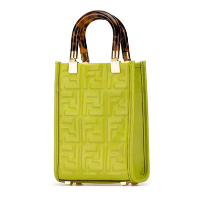 Fendi Mini Zucca Embossed Leather Sunshine Shopper Tote