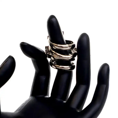 Gucci Silver Plated Faux Pearl Tiger Heads Double Wrap Ring
