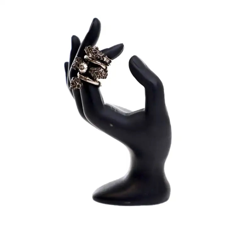 Gucci Silver Plated Faux Pearl Tiger Heads Double Wrap Ring