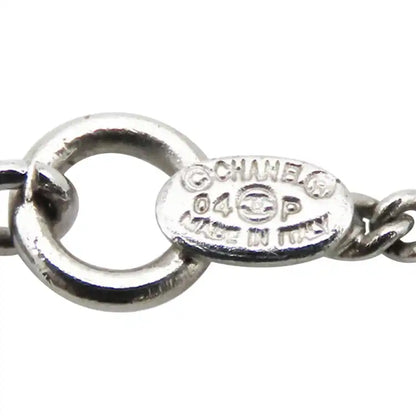 Chanel CC Silver Plated Enamel Heart and Clover Charm Pendant Necklace