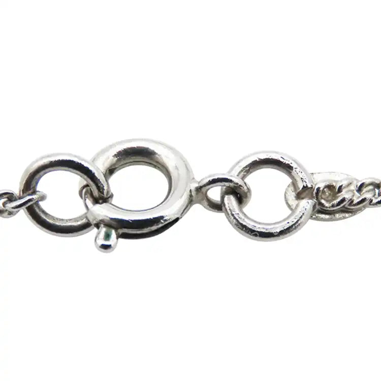 Chanel CC Silver Plated Enamel Heart and Clover Charm Pendant Necklace