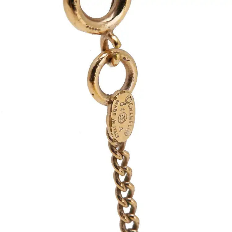 Chanel Gold Plated Enamel CC Pendant Necklace