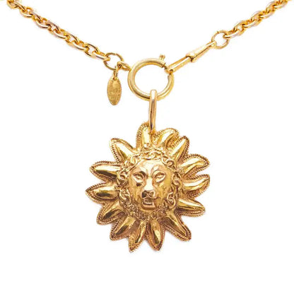 Chanel Gold Plated Leo Lion Sun Medallion Necklace