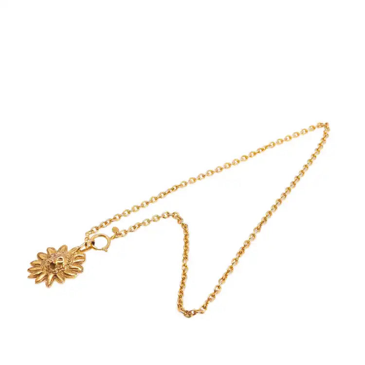 Chanel Gold Plated Leo Lion Sun Medallion Necklace