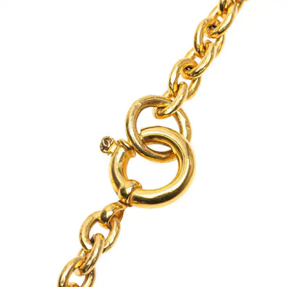 Chanel Gold Plated CC Round Mirror Pendant Necklace