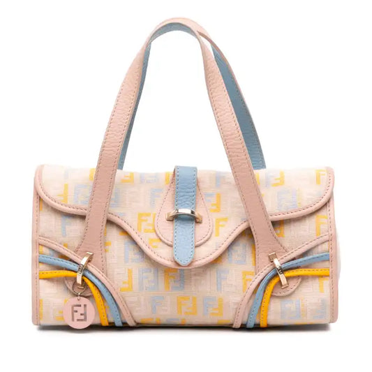 Fendi Multicolor Zucchino Canvas and Leather Charm Flap
