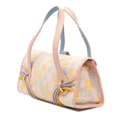 Fendi Multicolor Zucchino Canvas and Leather Charm Flap